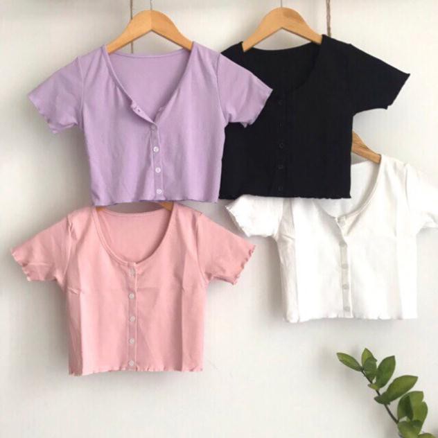 Áo Croptop SOfM WEAR nút giả (HỒNG, TÍM) - 708