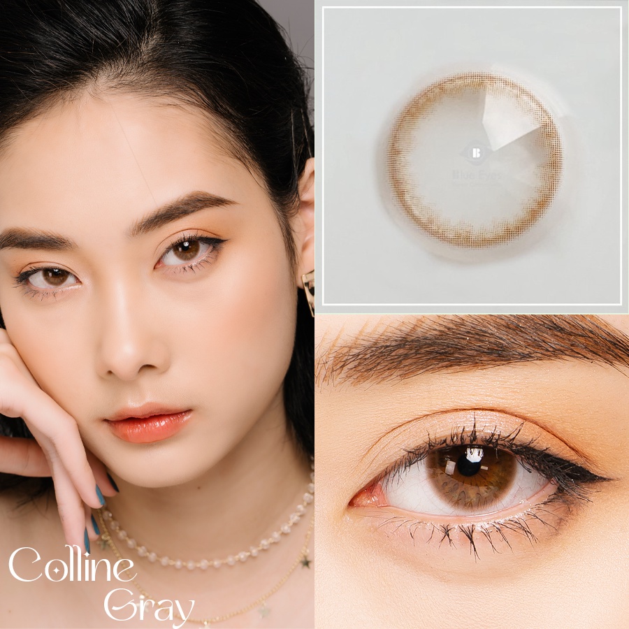 Kính áp tròng Hàn Quốc Blue Eyes - COLLINE BROWN - Lens cận thời trang màu nâu trầm tự nhiên - lens nội địa Hàn