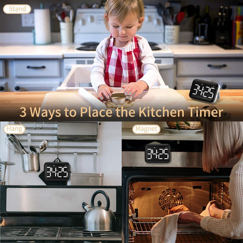 Đồng Hồ Đếm Ngược Kỹ Thuật Số Có Nam Châm Màn Hình LED Lớn Cho Nhà Bếp Và Trẻ Em