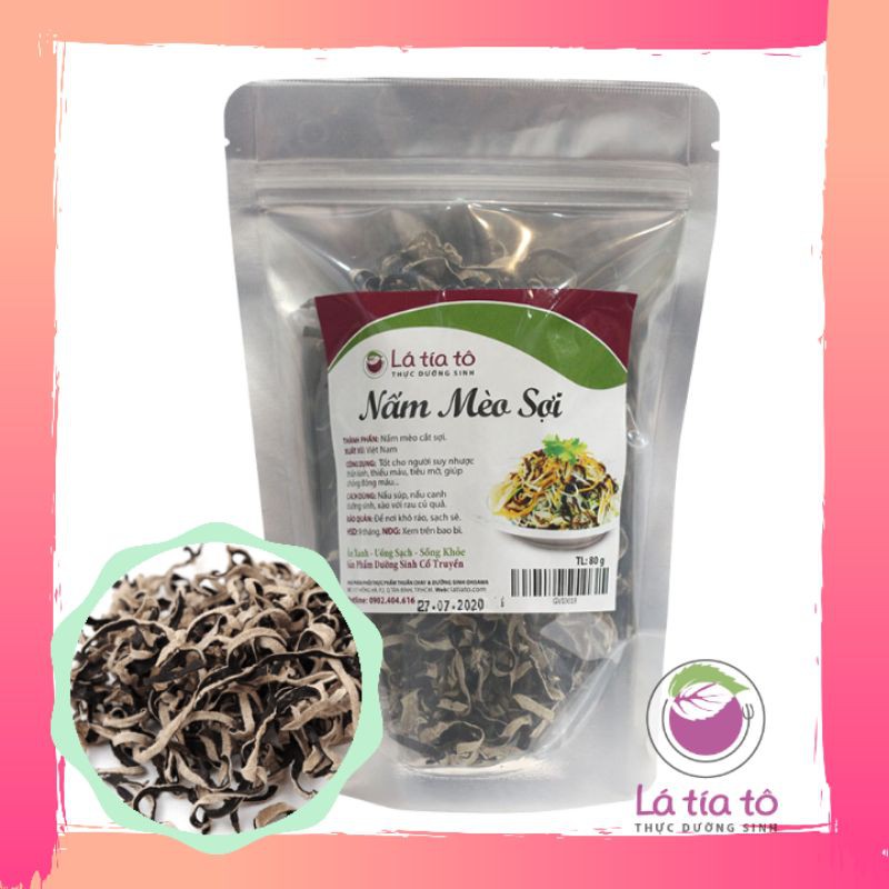 NẤM MÈO KHÔ THÁI SỢI 80GR MỘC NHĨ - LÁ TÍA TÔ