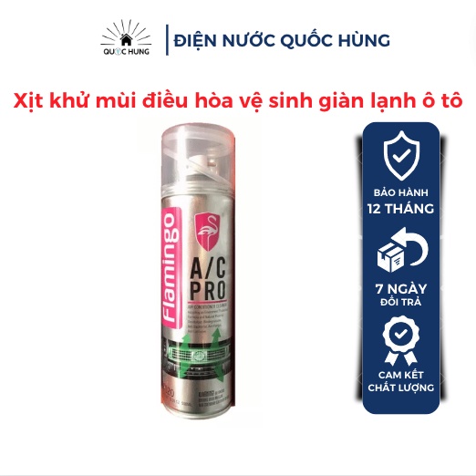 Bình xịt khử mùi,vệ sinh điều hoà ô tô Flamigo AC Pro,làm sạch lọc điều hòa không khí-Điện Nước Quốc Hùng