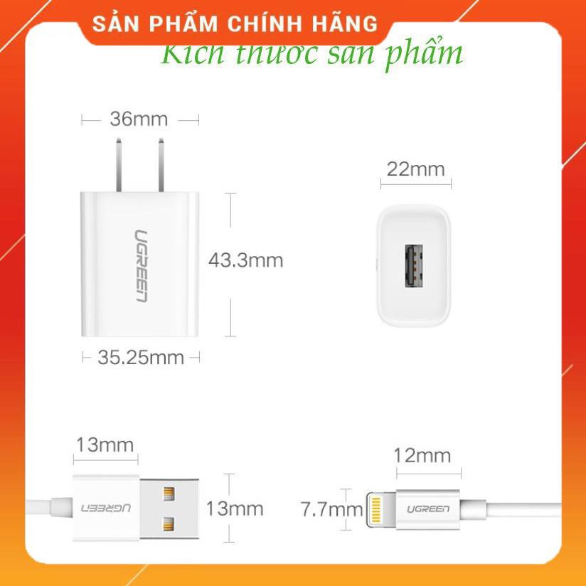 Bộ sạc cho iPhone/iPad/iPod UGREEN 50907 (củ sạc nhanh 2.1A và dây sạc Lightning dài 1m) dailyphukien