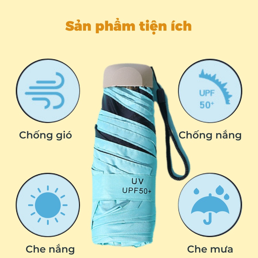 Ô DÙ GẤP GỌN PHỦ LỚP CHỐNG NẮNG TIA UV, DÙ CHE NẮNG, CHE MƯA CHỐNG THẤM CAO CẤP