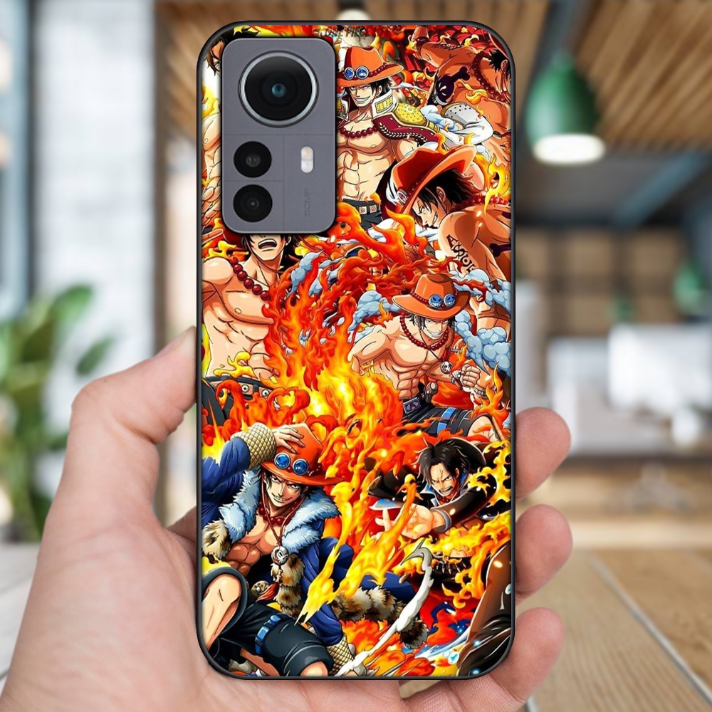 Ốp lưng Xiaomi 12 viền đen in hình Ace One Piece