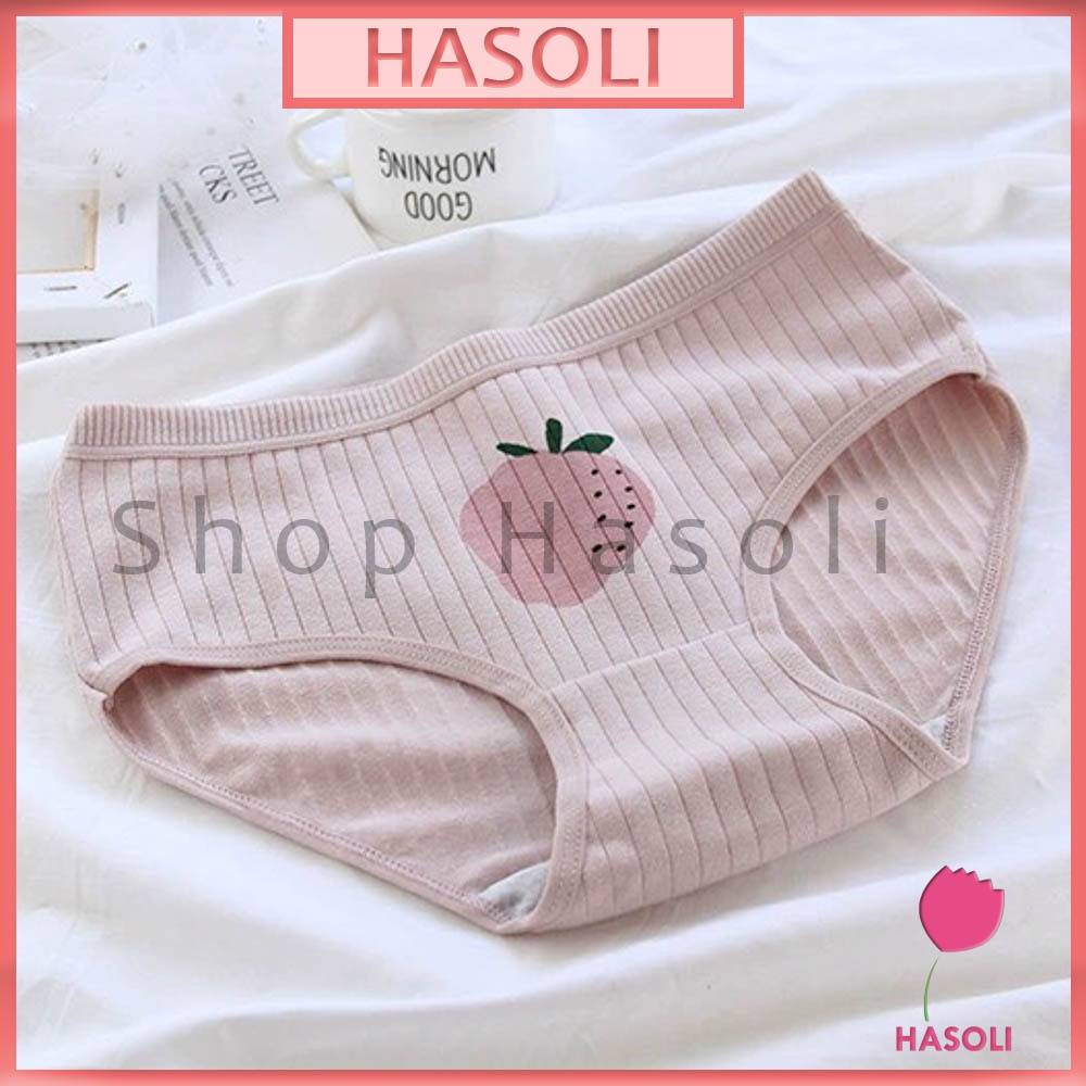 Quần Lót Nữ Cotton Kháng Khuẩn Y Tế Mềm Thoáng Hình Dâu Hồng S65