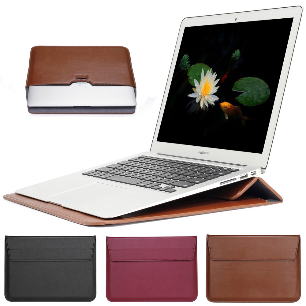 Túi đựng laptop bằng da pu chống sốc thích hợp cho Macbook 11 12 13 14 15 16 inch