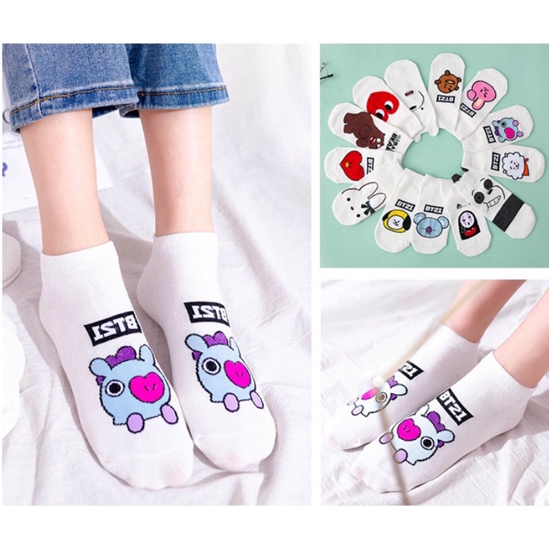 Tất vớ cotton nam nữ cổ thấp BT21 - GIVO22