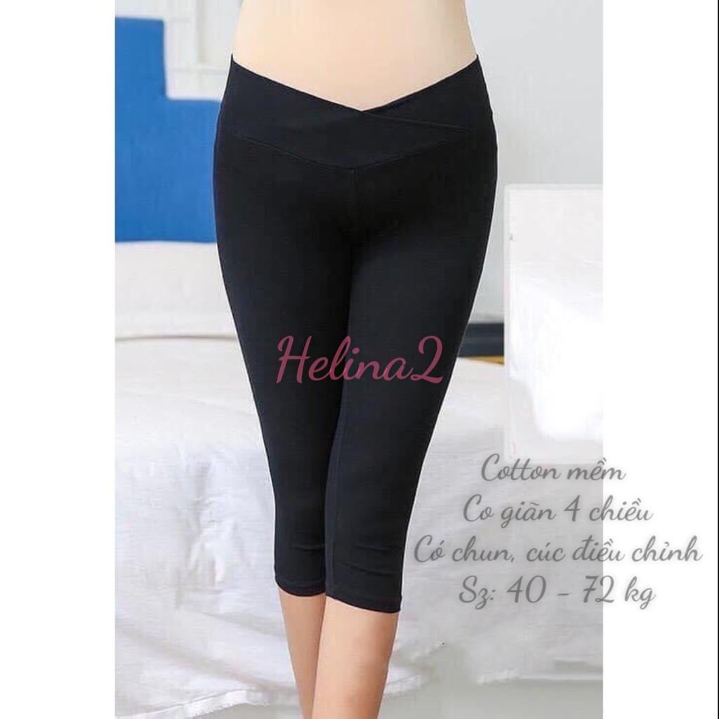 Quần bầu LỬNG CẠP CHÉO chất cotton co giãn 4 chiều co giãn thoải mái size từ 40-80kg QB9005