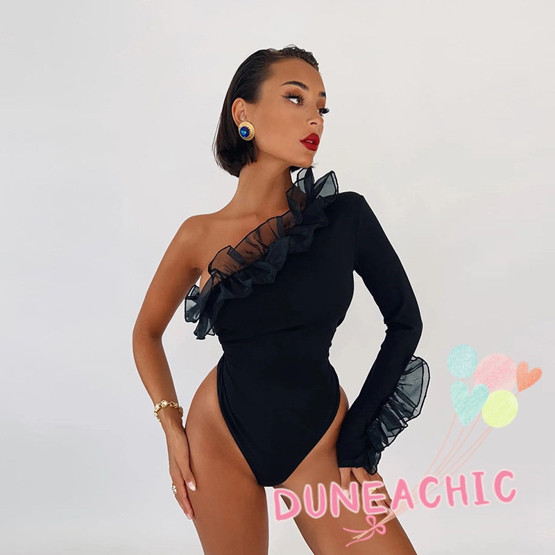 DUNEA Jumpsuit Tay Dài Thiết Kế Lệch Tà Quyến Rũ