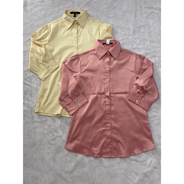 Áo sơ mi tay phồng Ninomaxx vải phi lụa (Size S, M) - Thanh lý vnxk