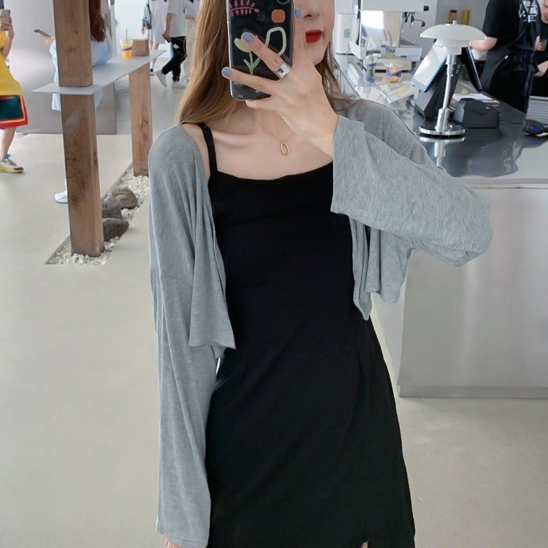 Set Đầm Đen Hai Món Tay Dài Thời Trang Xuân Hè Dành Cho Nữ