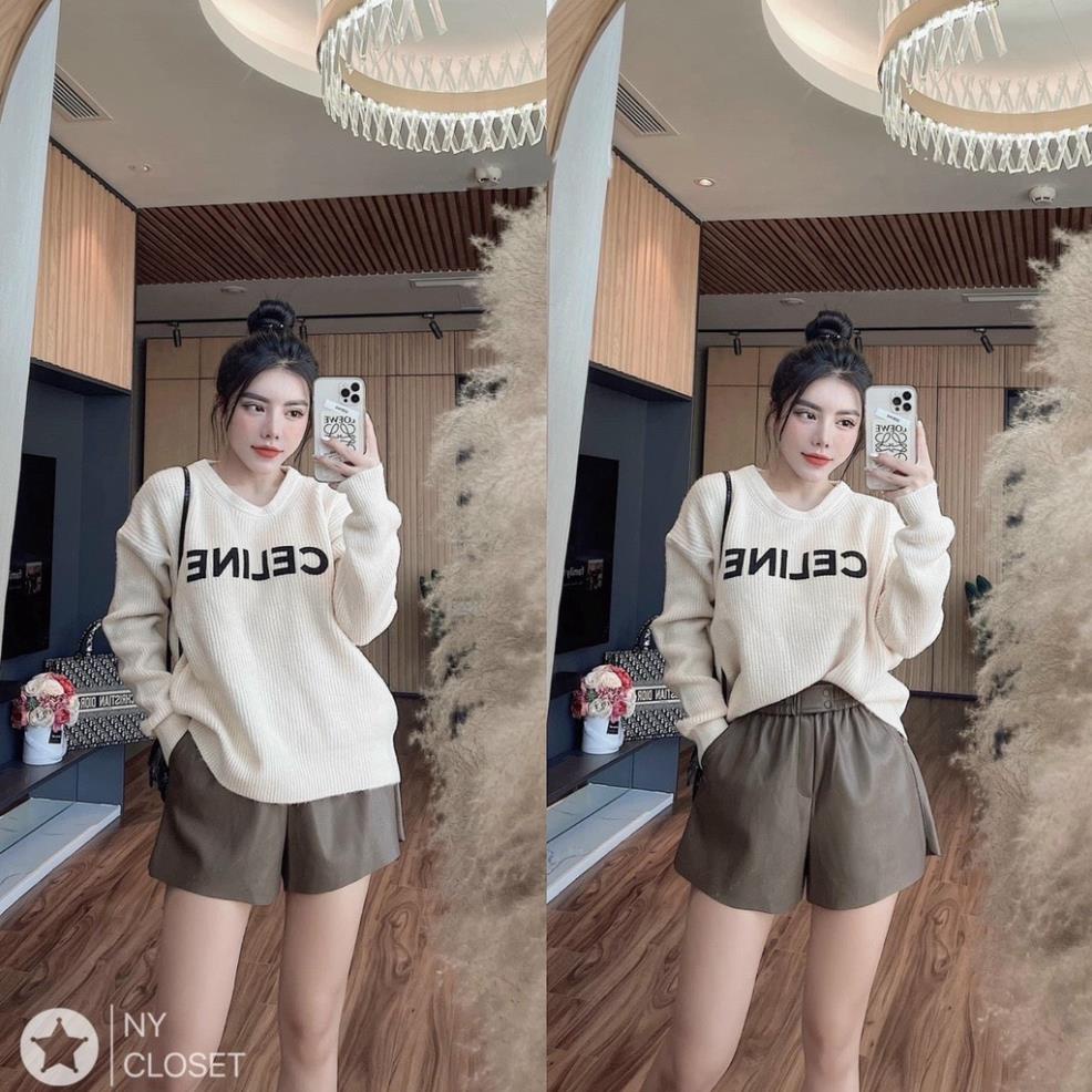 Áo len form rộng, áo len lông nữ cổ tròn len lông phẩy họa tiết in chữ phom to mặc thoải mái mix gì cũng đẹp hàng QCCC | BigBuy360 - bigbuy360.vn