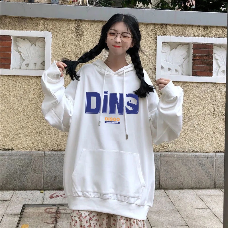 IELGY    Áo hoodie Nhung Tay Dài Dáng Rộng Phong Cách Hàn Quốc Dành Cho Nữ