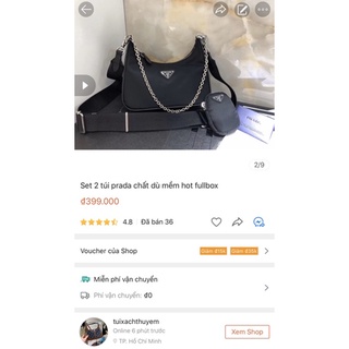 Set 2 túi Prada kèm túi nhỏ chất dù mềm Fullbox