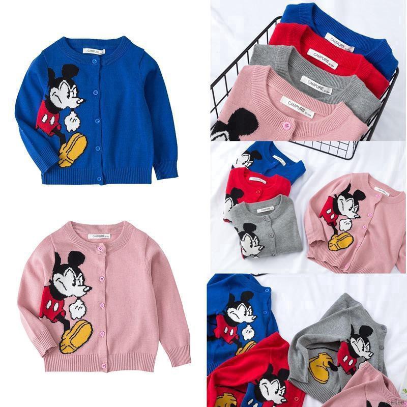 ruiaike  Kids Sweater Spring/Autumn Baby Boy Girl Cardigan Cartoon Mickey Knitted Button Pullover
