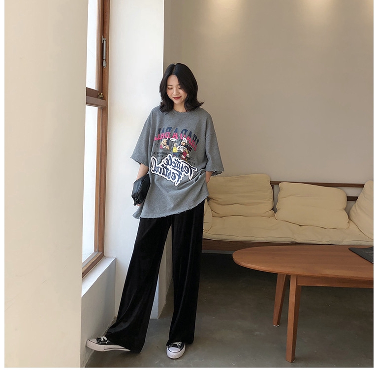 SUXI Quần ống rộng phong cách retro Hàn Quốc