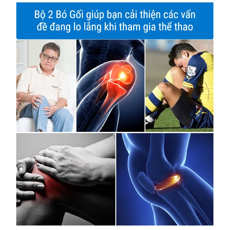 Bộ 2 bó gối thể thao chính hãng, Có Đệm Bảo Vệ Gối, Băng Gối Chống Chấn Thương Tập Yoga, Gym, Bóng Chuyền, Bóng Đá [GP4]