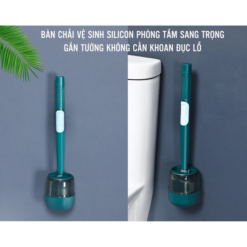[Giá sỉ] Chổi cọ nhà vệ sinh, cọ toilet thông minh có bình chứa xà phòng, cọ bồn cầu silicon gắn tường chà toilet
