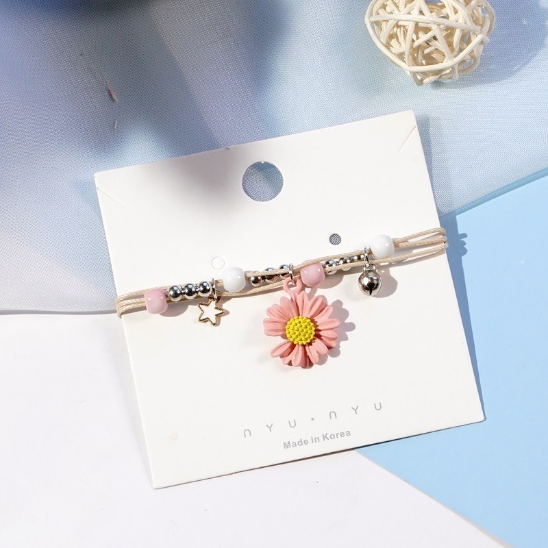  [ẢNH VÀ CLIP THẬT] Vòng tay handmade Hoa cúc Daisy Nhiều màu sắc phong cách dễ thương