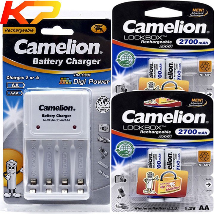 BỘ SẠC CAMELION 1010B KÈM 2 PIN SẠC AA CAMELION 2700MAH