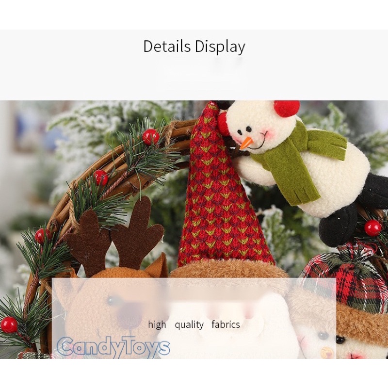 VÒNG HOA TREO TƯỜNG  TRANG TRÍ NOEL, GIÁNG SINH BẰNG GỖ MÂY