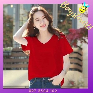 Áo Phông Nữ Cổ Tim 7 Màu Sang Chảnh💖𝑭𝑹𝑬𝑬𝑺𝑯𝑰𝑷💖Áo Nữ Cotton 100% Kháng Khuẩn