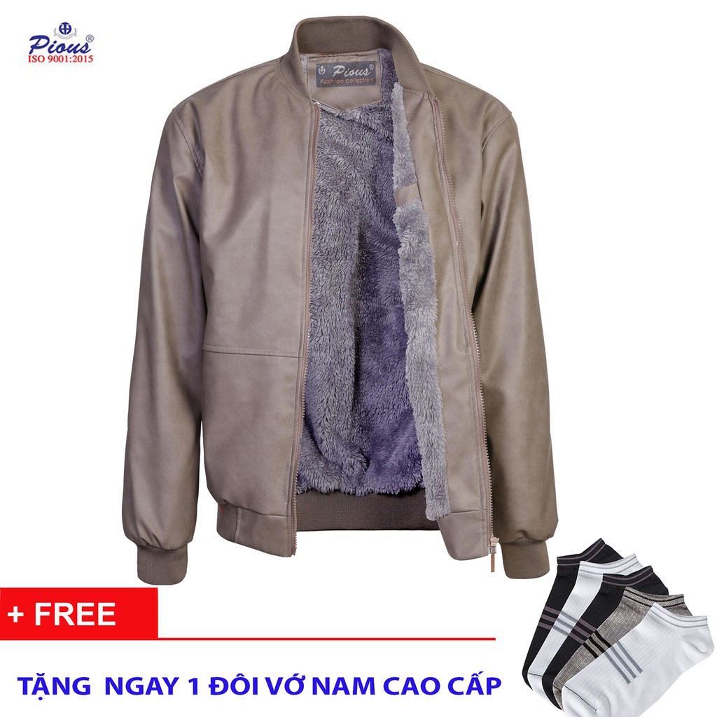 Áo khoác da lót lông nam thời trang cao cấp Pious AKD088 TẶNG VỚ