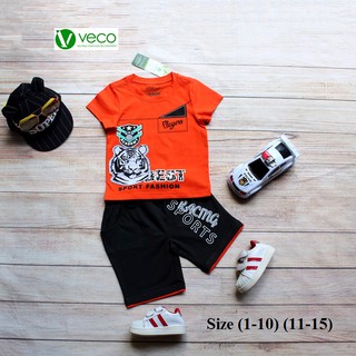 Quần áo trẻ em xuất khẩu cao cấp - Bộ thun bé trai in hình Tiger Best thương hiệu Veco