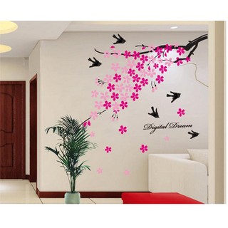 Decal dán tường decal trang trí cành đào hồng 4 BINBIN PK198