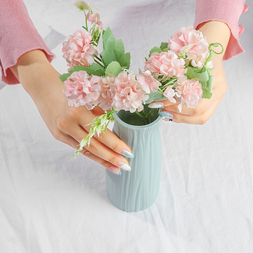 Bình cắm hoa khô bằng nhựa giả gốm đẹp mắt dùng trang trí phòng khách/sân vườn
