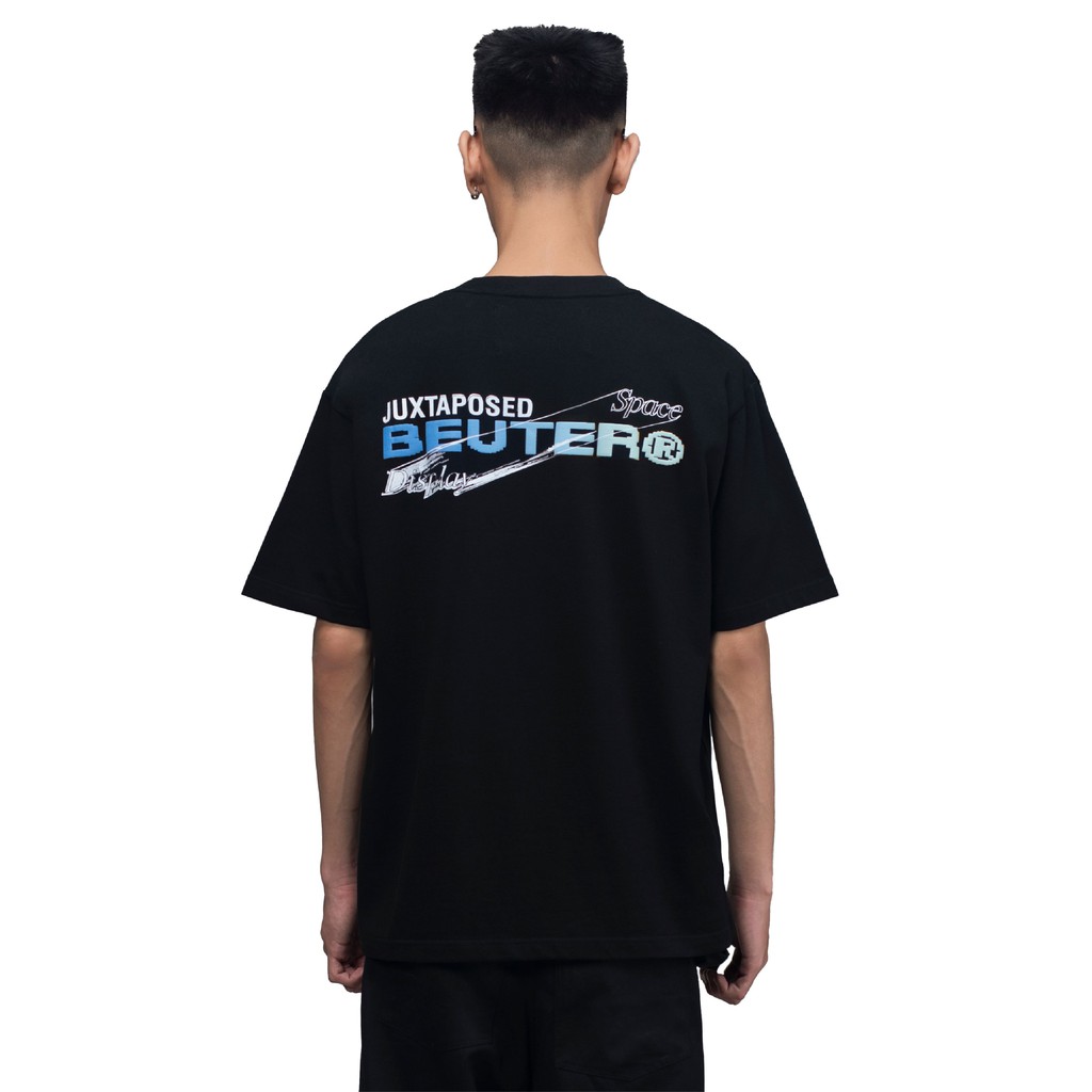 BEUTER JUXTAPOSED TRUE BLUE LOGO BLACK T-SHIRT