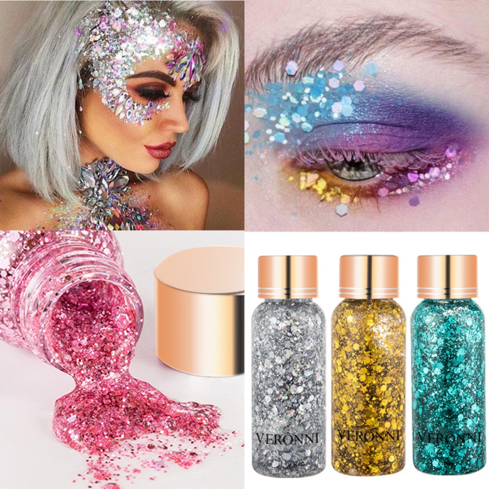 DIKALU Phấn mắt một màu bùng nổ mờ nổi sequins nửa đêm phấn mắt gel long lanh có thể được sử dụng trên mắt, khuôn mặt, lông trên cơ thể