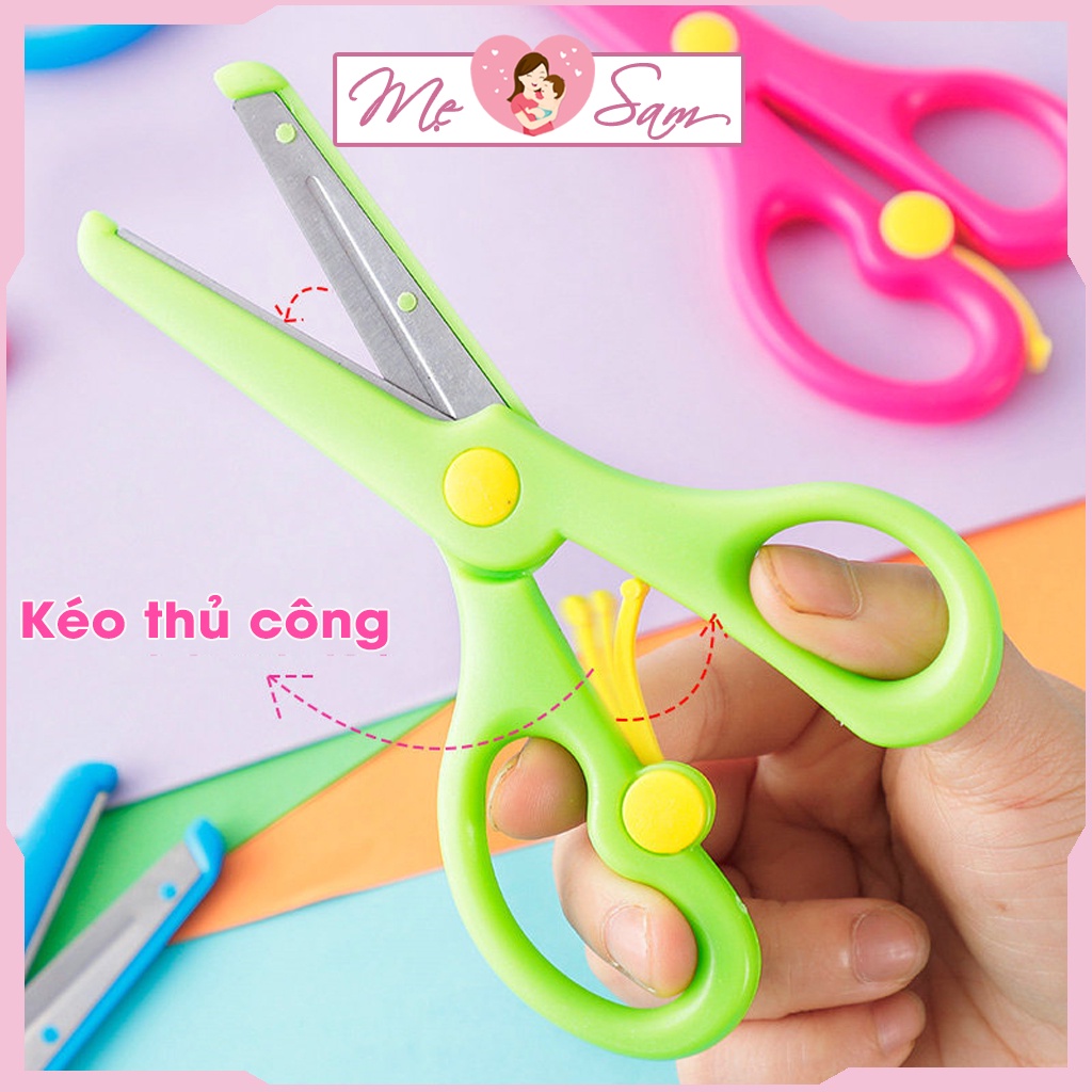 Kéo thủ công cho bé tập cắt giấy, kéo an toàn cho bé dễ thương cute Shop Mẹ Sam