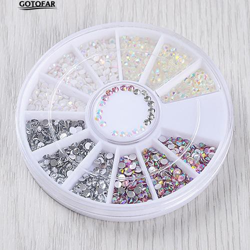 Hộp hình bánh xe đựng đá 3D dán trang trí móng tay nghệ thuật