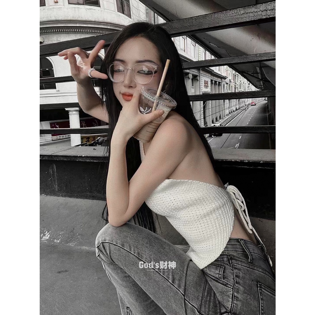 Cocory vn Áo Croptop Dệt Kim Trễ Vai Thời Trang Mùa Hè Quyến Rũ Dành Cho Nữ