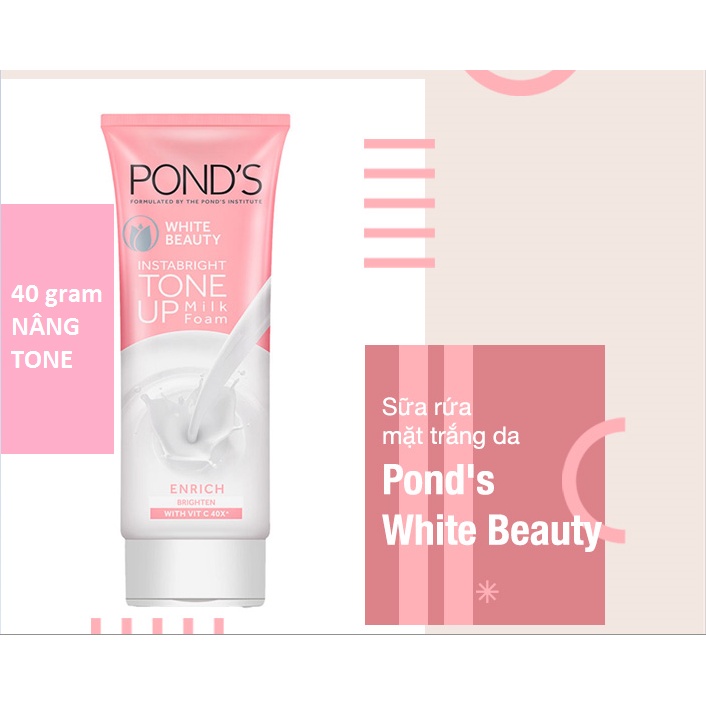 Kem Sữa Rửa Mặt Dưỡng Trắng Nâng Tông Pond'S White Beauty 40 GRAM