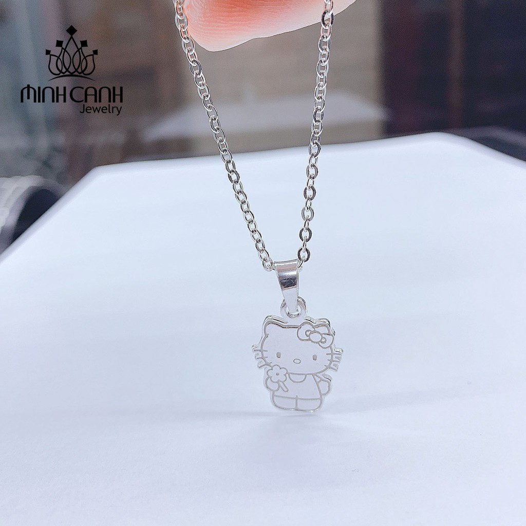 Dây Chuyền Bạc Ta Mặt Hello Kitty Loại Trơn Không Đính Đá - Minh Canh Jewelry