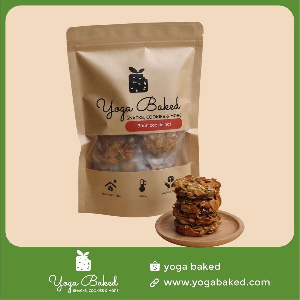 Bánh cookie hạt dinh dưỡng mix - Yoga Baked - Bánh ăn buổi sáng, buổi phụ, ăn kiêng tiện lợi
