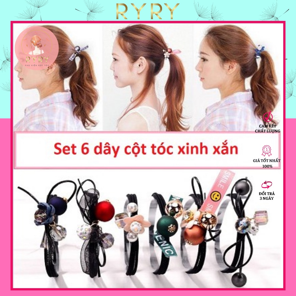 Set 6 Dây Cột Tóc Dây Buộc Tóc xinh xắn dành cho nữ ,thời trang Hàn Quốc-SCT02