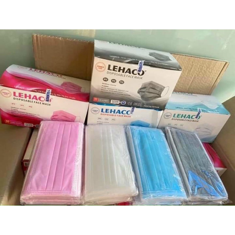 50 cái Khẩu trang y tế 4 lớp giấy kháng khuẩn LEHACO
