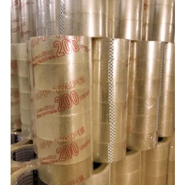 Băng keo gói hàng 200 yard trong và đục, lõi mỏng, độ dính cao
