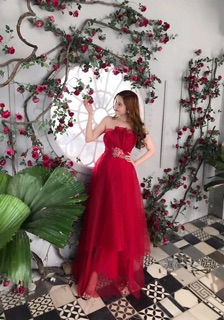 ẢNH THẬT 100%- Dạ Hội Đỏ Kết Hoa Eo
