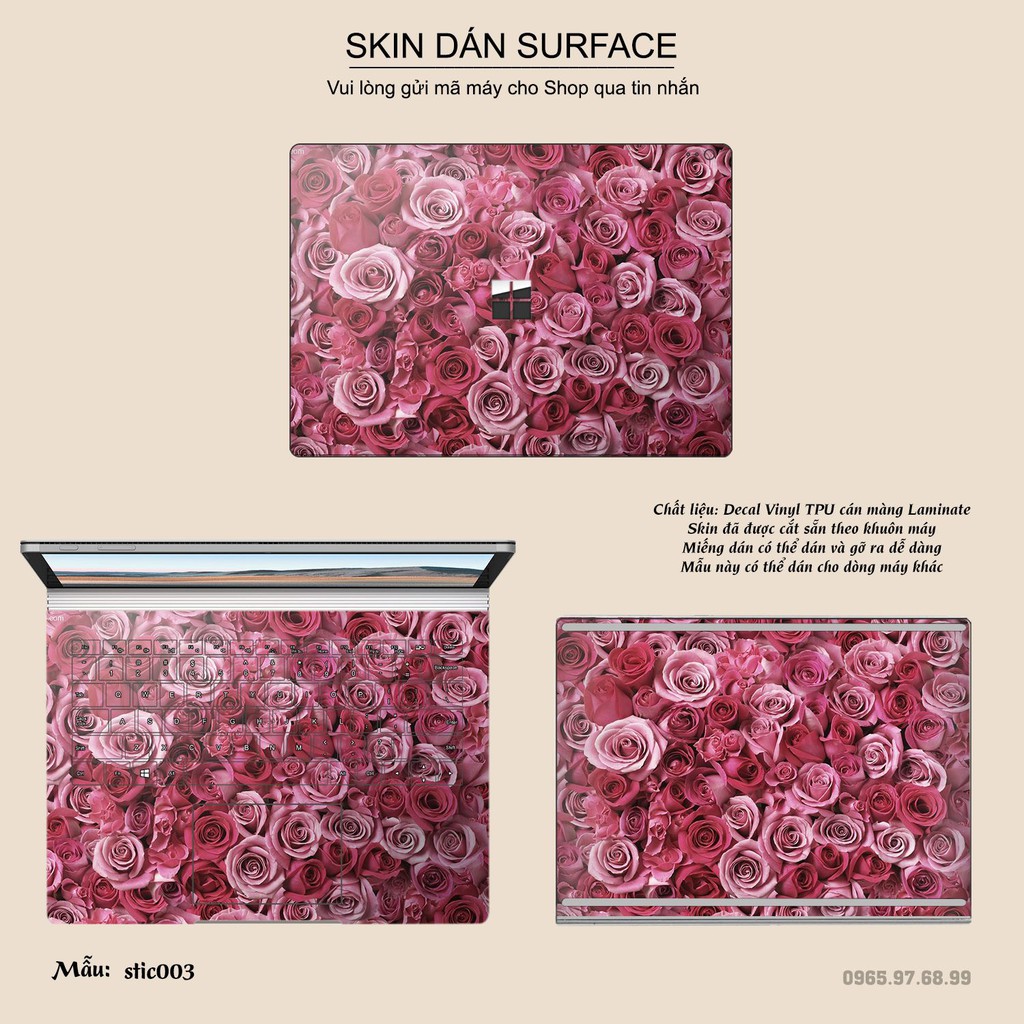 Miếng dán Skin bảo vệ mặt lưng Surface Pro 2/ Pro 3/ Pro 4/ Pro 5/ Pro 6/Pro 7/Pro X / Surface Go /Book in hình sưu  tầm