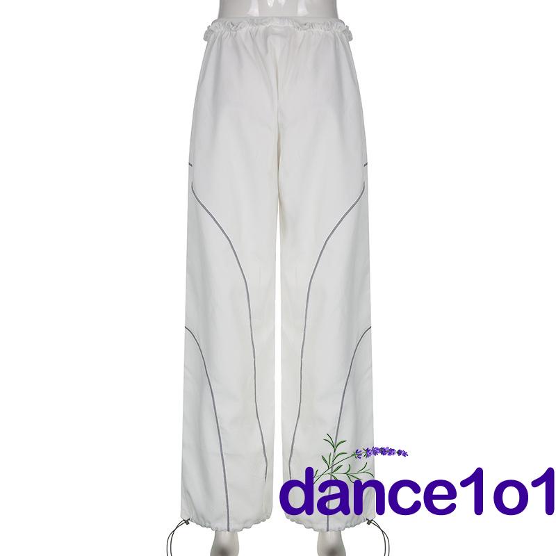 ☾FR♡Women´s High Waist Drawstring Cinched Feet Style Summer Wide Leg Straight Pants