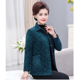 Áo khoác nhung lót lông trung tuổi, áo khoác trung niên cho mẹ và bà