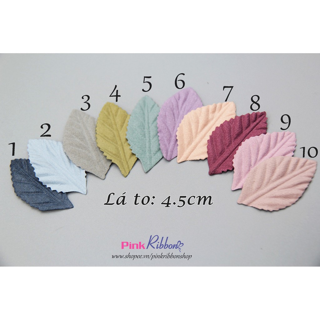 [Set 5C/Màu] Lá Da Lộn Các Màu Size Lớn 4.5Cm Làm Phụ Liệu May Mặc, Thời Trang
