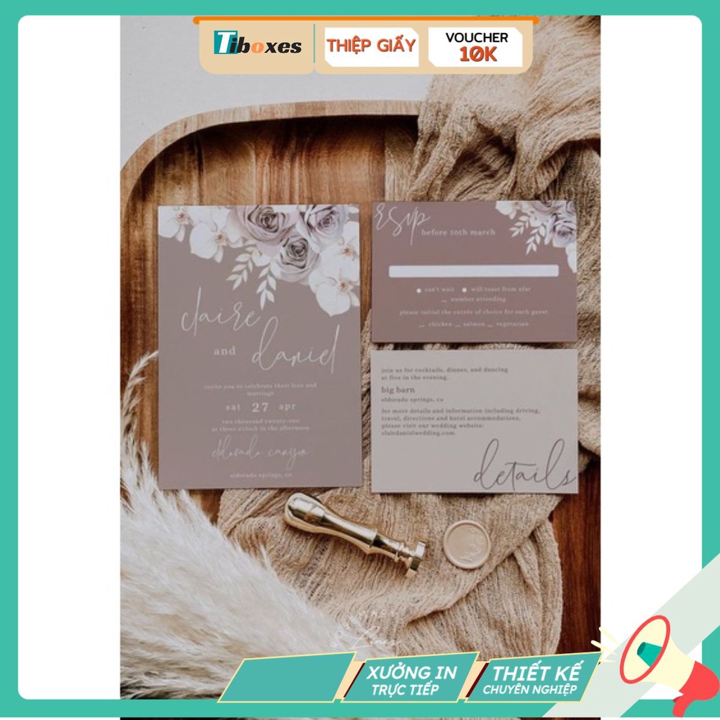 Bộ Thiệp Cảm Ơn Màu Nude Nhã Nhặn Sang Trọng TiBoxes In Ấn Xưởng In Trực Tiếp Giá Rẻ Giao Hàng Nhanh