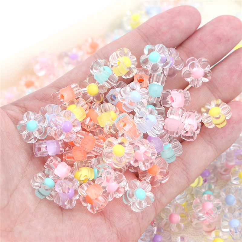 Bộ 50 hạt nhựa acrylic hình hoa hướng dương nhiều màu dùng làm trang sức thủ công