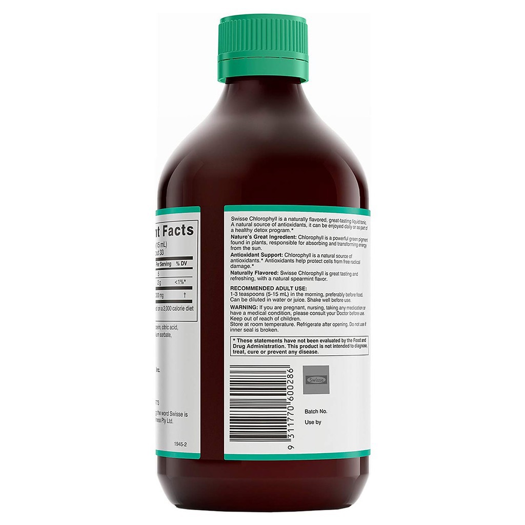 Nước Diệp Lục vị bạc hà Swisse Chlorophyll Spearmint 500ml [Date-7.2023]