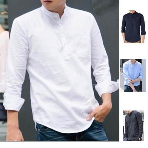 Áo sơ nam dài tay cổ tàu | BigBuy360 - bigbuy360.vn